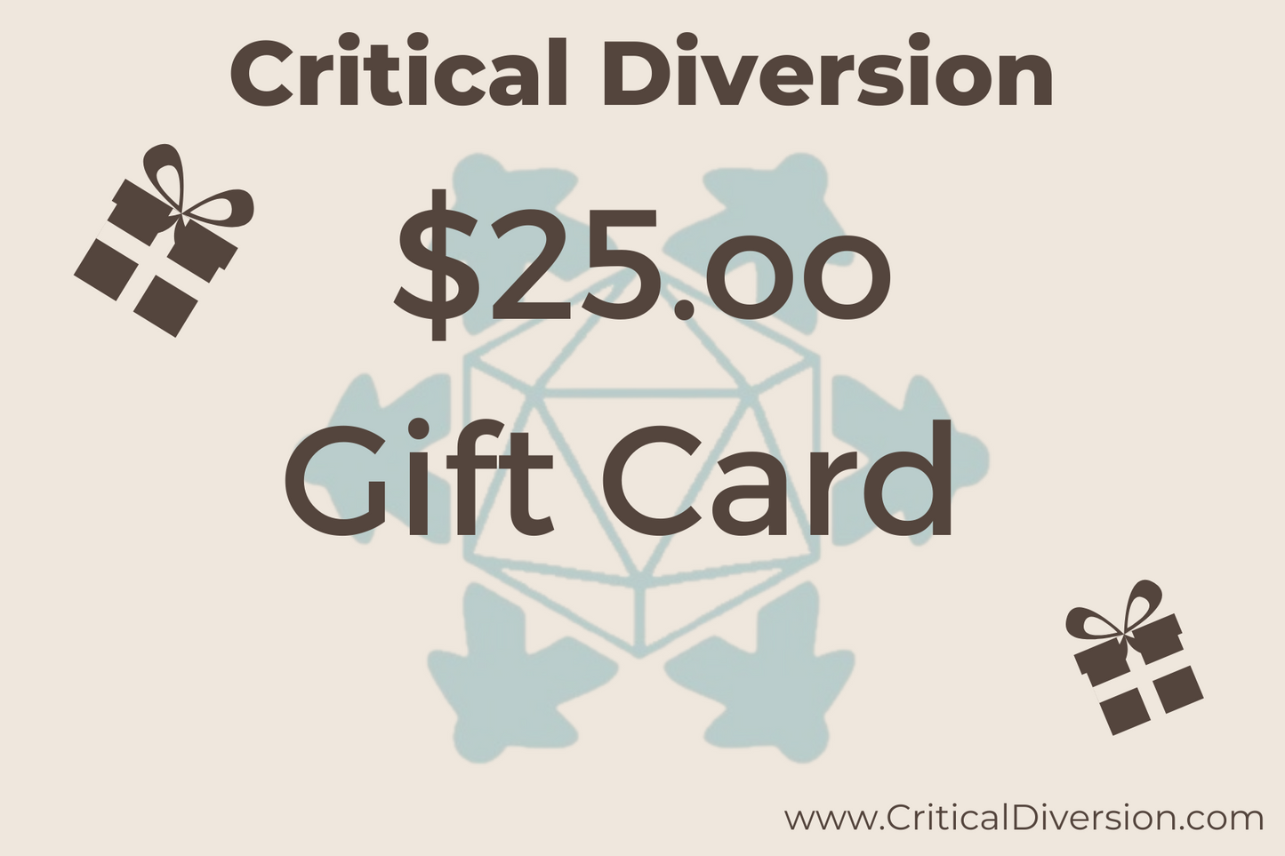 Critical Diversion gift card